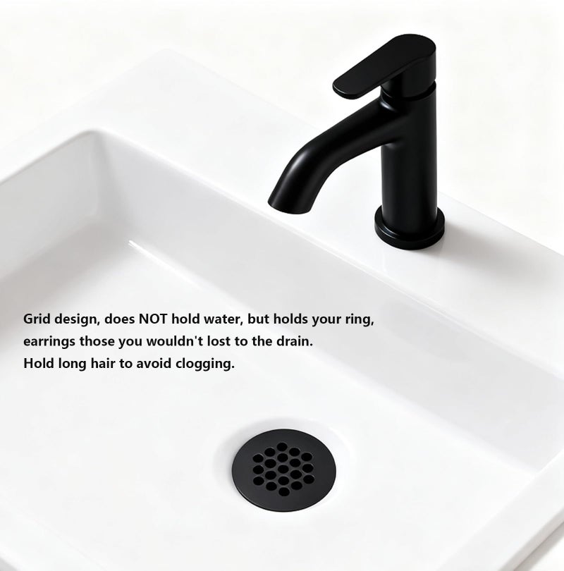 Delle Rosa Matte Black Bathroom Sink Drain Strainer,Grid Drain Strainer Assembly with Overflow for Bathroom Sink, Vessel Sink Drain Made of Brass - Image 4